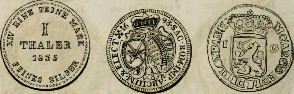 An illustration from Supplement to Thompson's Bank note reporter, containing 750 fac-similes of the various gold and silver coins, most generally found in circulation, 1850, leaf 37