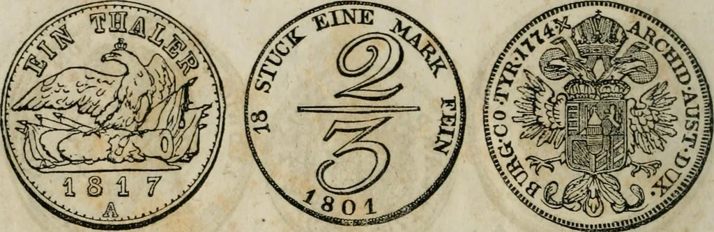 An illustration from Supplement to Thompson's Bank note reporter, containing 750 fac-similes of the various gold and silver coins, most generally found in circulation, 1850, leaf 39