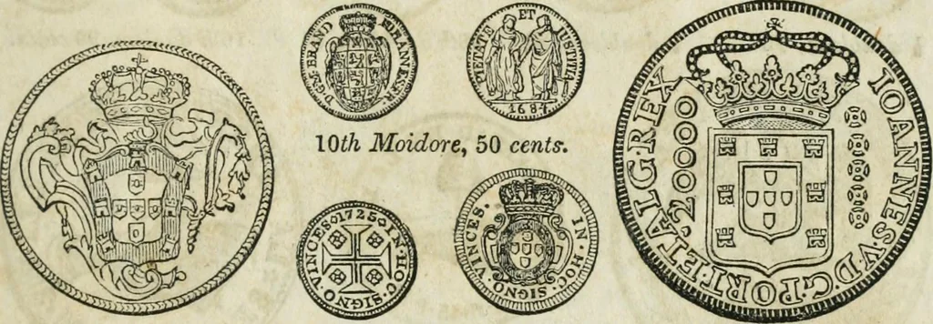 An illustration from Supplement to Thompson's Bank note reporter, containing 750 fac-similes of the various gold and silver coins, most generally found in circulation, 1850, leaf 4