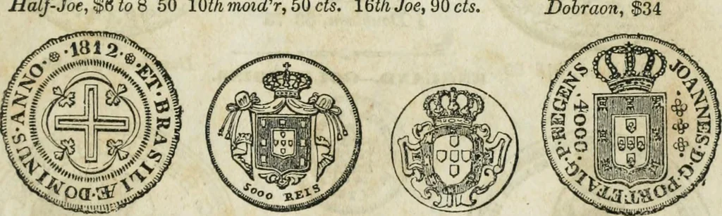 An illustration from Supplement to Thompson's Bank note reporter, containing 750 fac-similes of the various gold and silver coins, most generally found in circulation, 1850, leaf 4