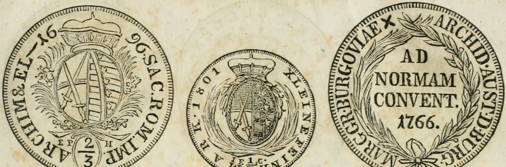 An illustration from Supplement to Thompson's Bank note reporter, containing 750 fac-similes of the various gold and silver coins, most generally found in circulation, 1850, leaf 40