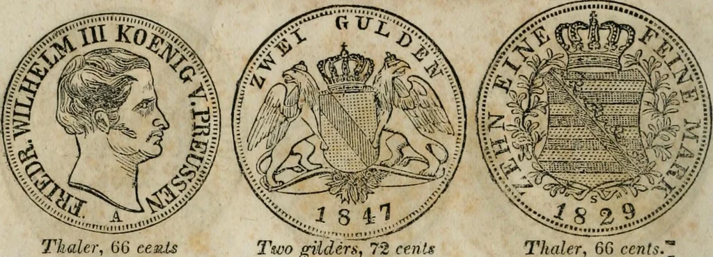 An illustration from Supplement to Thompson's Bank note reporter, containing 750 fac-similes of the various gold and silver coins, most generally found in circulation, 1850, leaf 41
