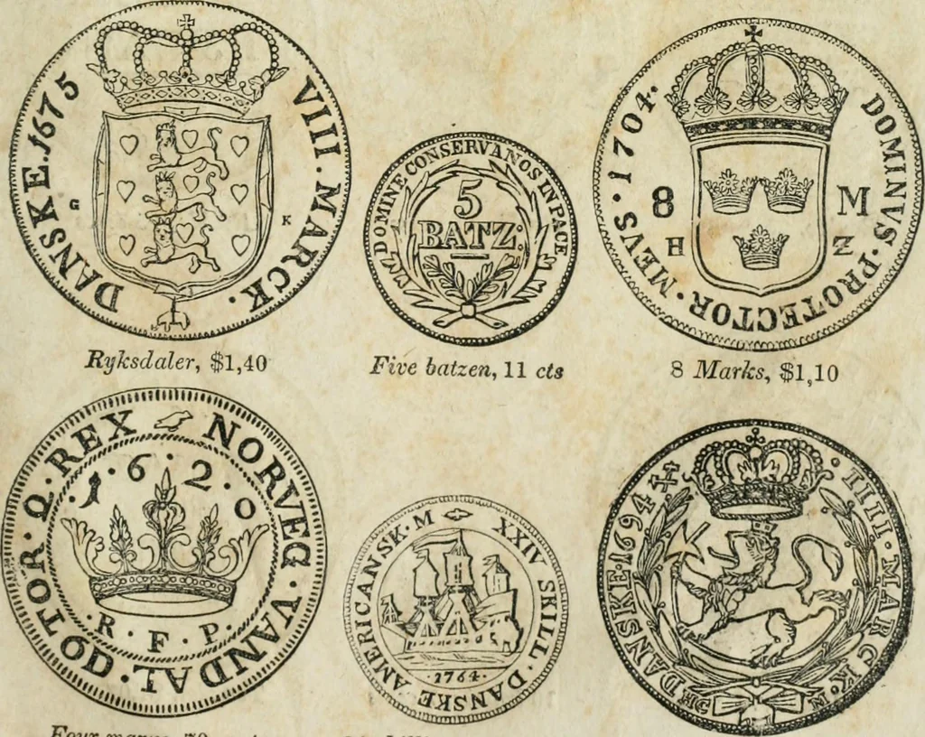 An illustration from Supplement to Thompson's Bank note reporter, containing 750 fac-similes of the various gold and silver coins, most generally found in circulation, 1850, leaf 44