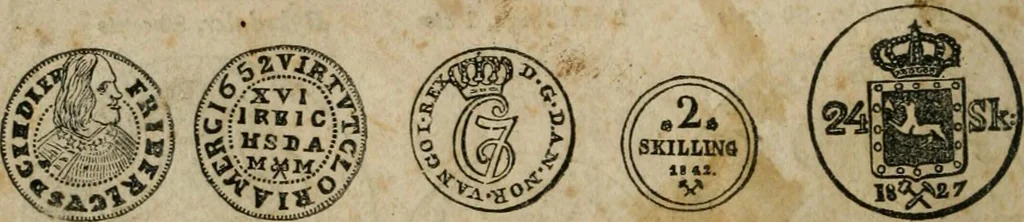 An illustration from Supplement to Thompson's Bank note reporter, containing 750 fac-similes of the various gold and silver coins, most generally found in circulation, 1850, leaf 45