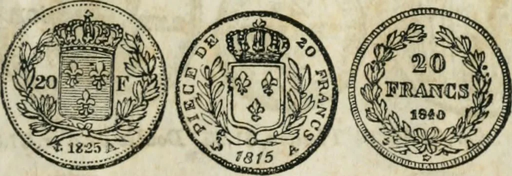 An illustration from Supplement to Thompson's Bank note reporter, containing 750 fac-similes of the various gold and silver coins, most generally found in circulation, 1850, leaf 6
