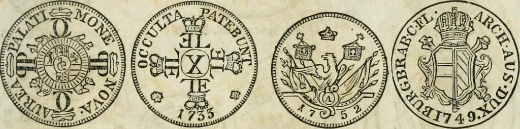 An illustration from Supplement to Thompson's Bank note reporter, containing 750 fac-similes of the various gold and silver coins, most generally found in circulation, 1850, leaf 8