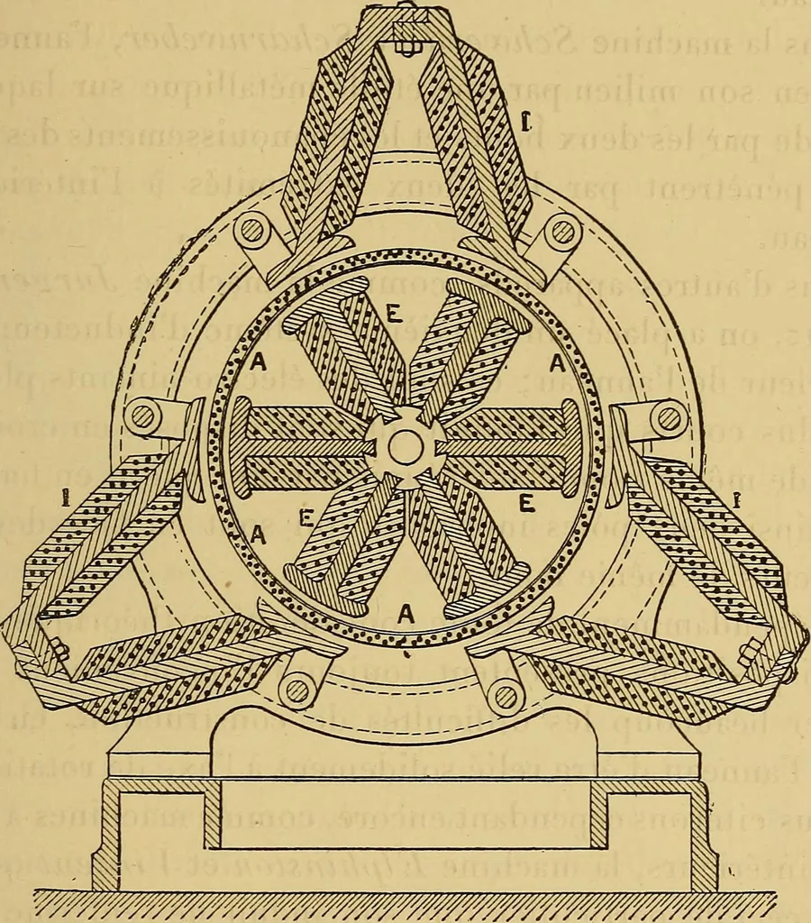 An illustration from Sur les progrès de la science électrique et les nouvelles machines d'induction, 1885, leaf 104