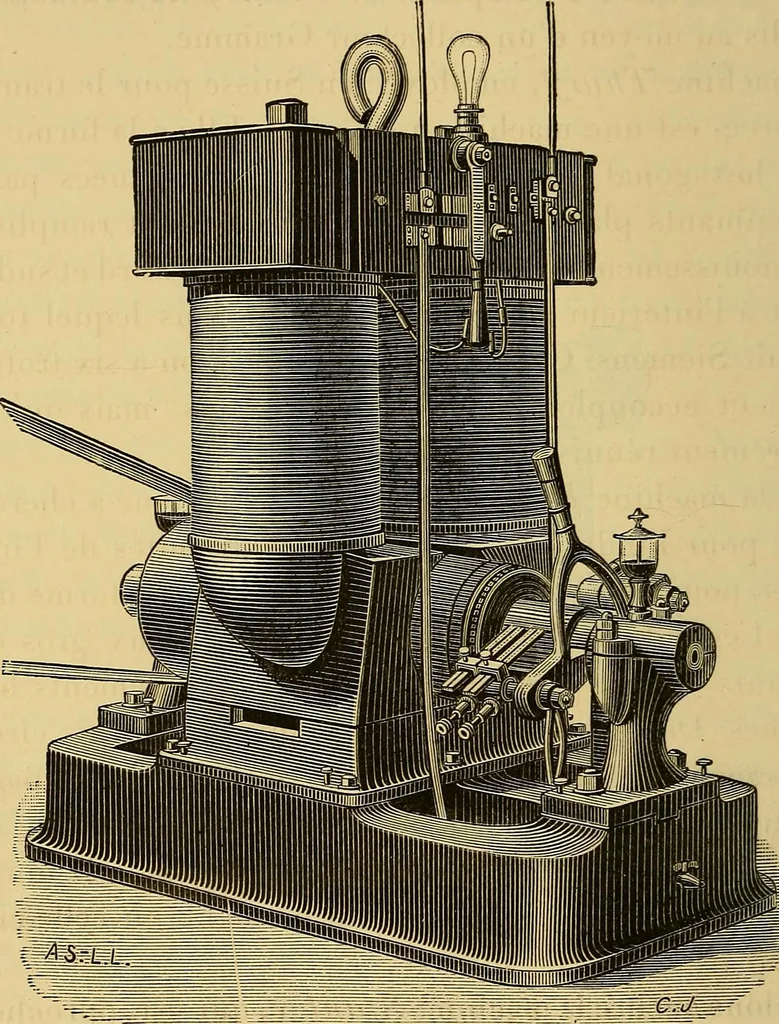 An illustration from Sur les progrès de la science électrique et les nouvelles machines d'induction, 1885, leaf 111