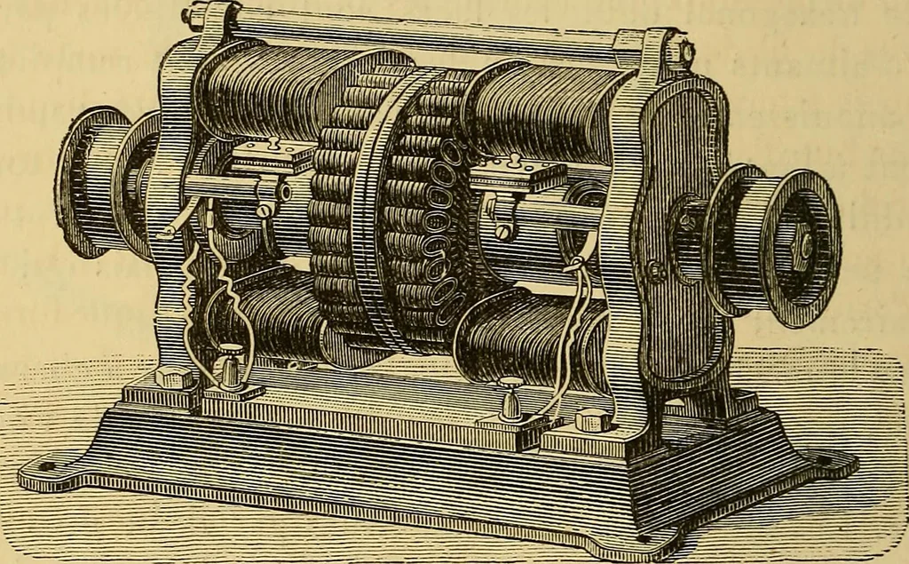 An illustration from Sur les progrès de la science électrique et les nouvelles machines d'induction, 1885, leaf 113