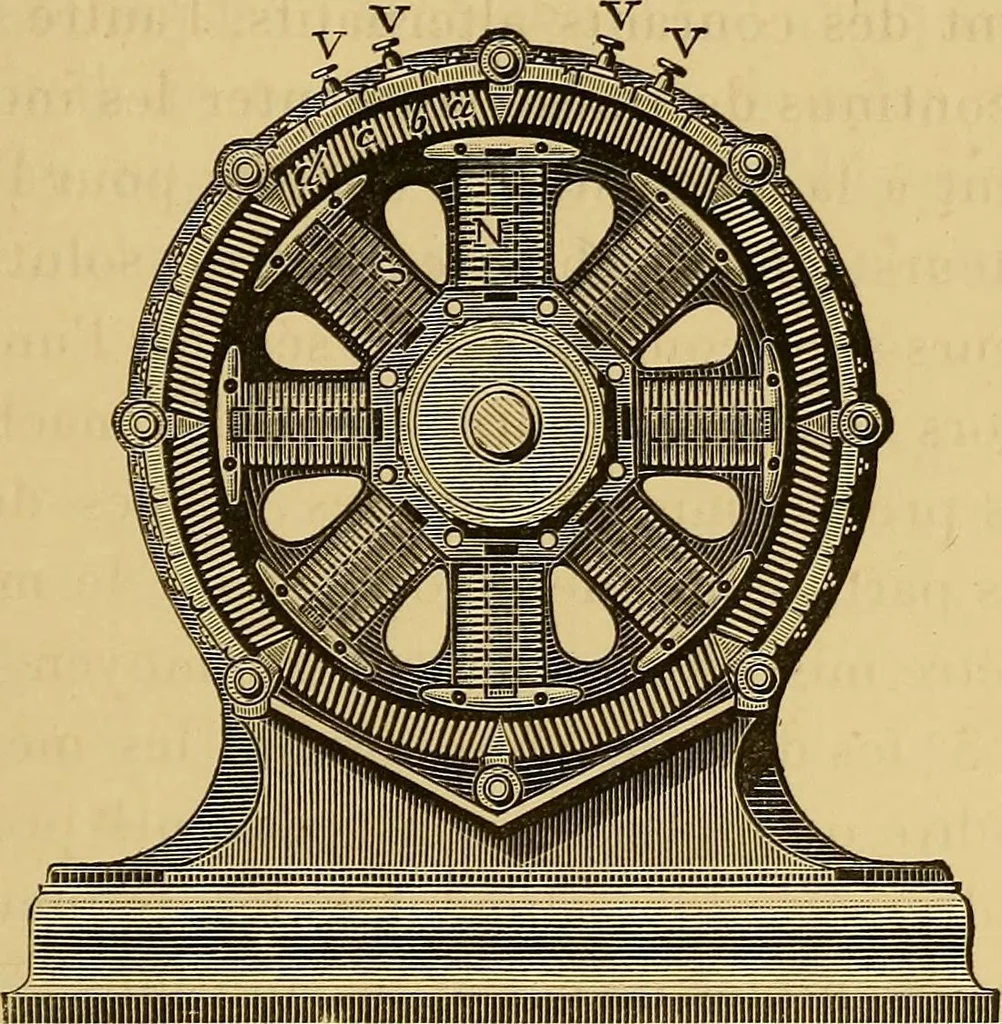 An illustration from Sur les progrès de la science électrique et les nouvelles machines d'induction, 1885, leaf 120