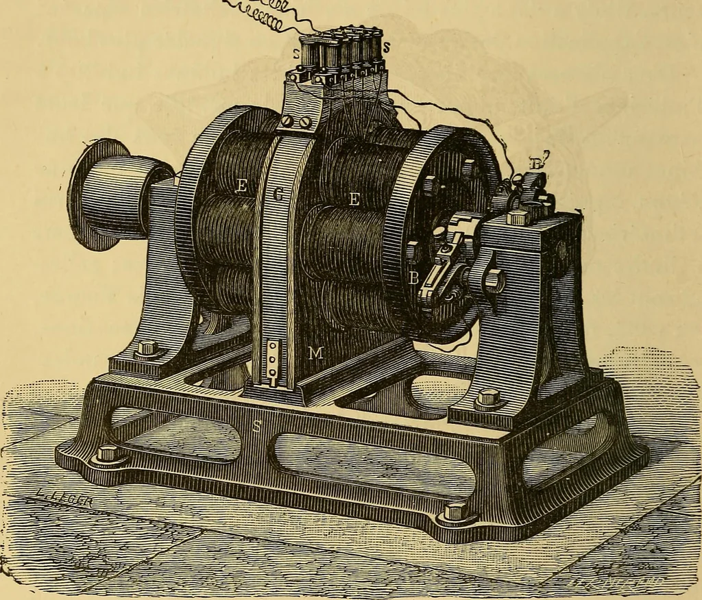 An illustration from Sur les progrès de la science électrique et les nouvelles machines d'induction, 1885, leaf 123