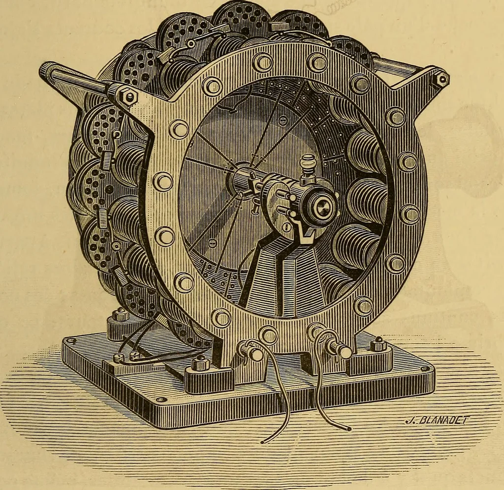 An illustration from Sur les progrès de la science électrique et les nouvelles machines d'induction, 1885, leaf 124