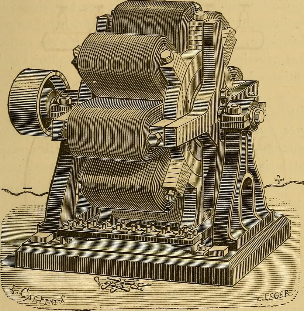 An illustration from Sur les progrès de la science électrique et les nouvelles machines d'induction, 1885, leaf 130