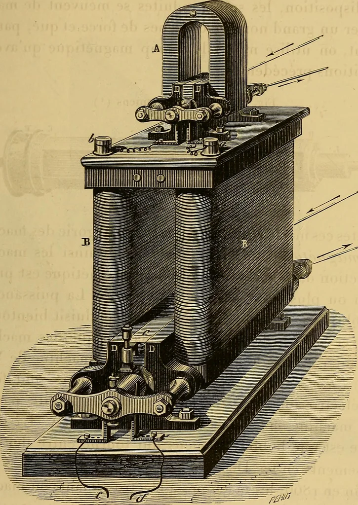 An illustration from Sur les progrès de la science électrique et les nouvelles machines d'induction, 1885, leaf 86