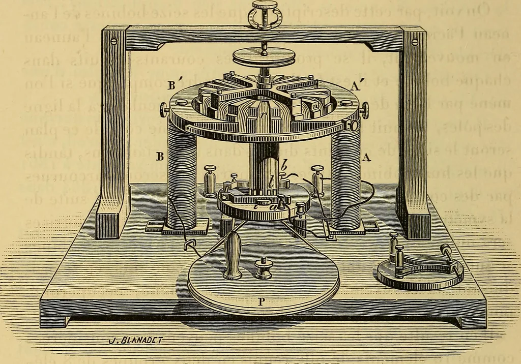 An illustration from Sur les progrès de la science électrique et les nouvelles machines d'induction, 1885, leaf 89