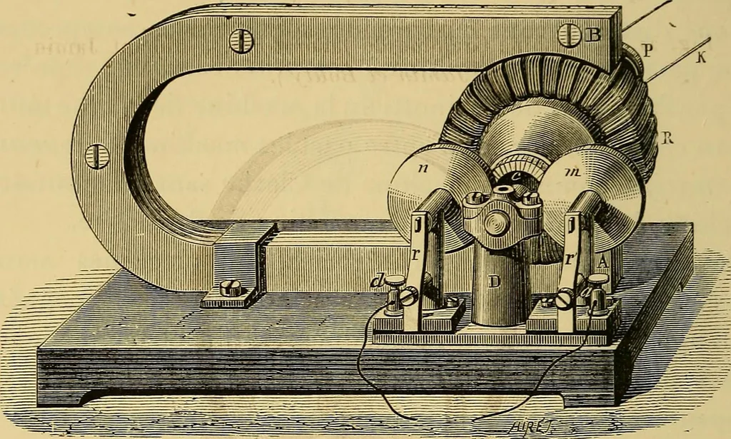 An illustration from Sur les progrès de la science électrique et les nouvelles machines d'induction, 1885, leaf 93