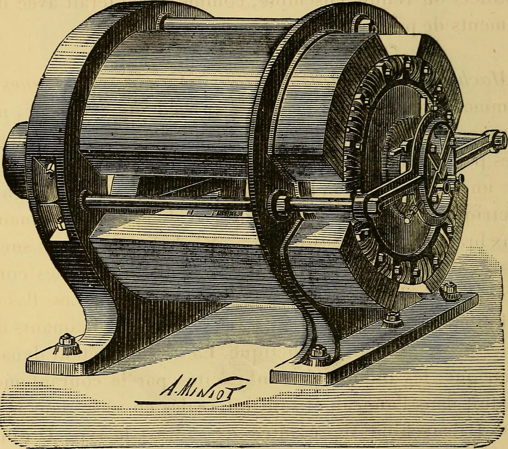 An illustration from Sur les progrès de la science électrique et les nouvelles machines d'induction, 1885, leaf 95