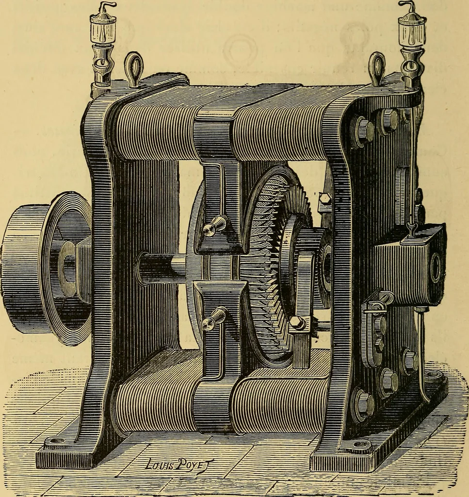 An illustration from Sur les progrès de la science électrique et les nouvelles machines d'induction, 1885, leaf 97