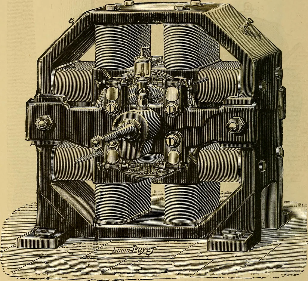 An illustration from Sur les progrès de la science électrique et les nouvelles machines d'induction, 1885, leaf 99