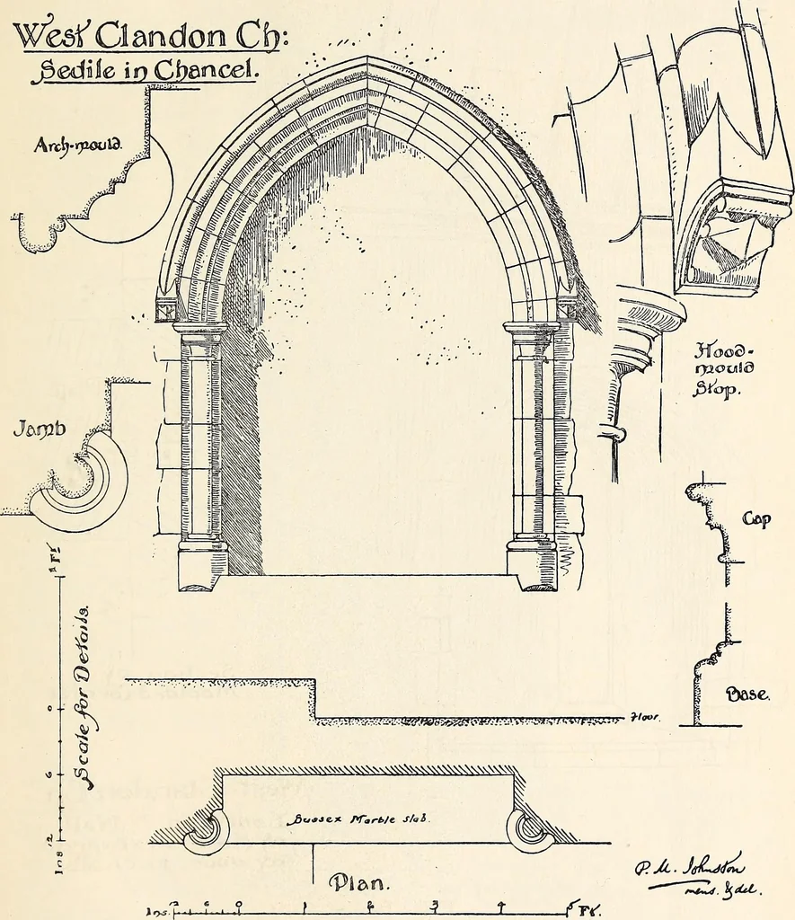 An illustration from Surrey archaeological collections, relating to the history and antiquities of the county, 1908, leaf 156