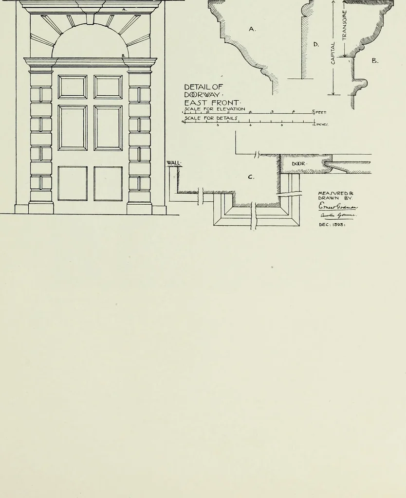 An illustration from The Survey of London : being the first volume of the register of the Committee for the survey of the memorials of greater London, containing the Parish of Bromley-by-Bow, 1900, leaf 106