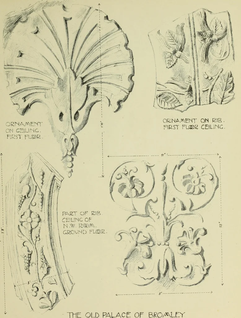 An illustration from The Survey of London : being the first volume of the register of the Committee for the survey of the memorials of greater London, containing the Parish of Bromley-by-Bow, 1900, leaf 146