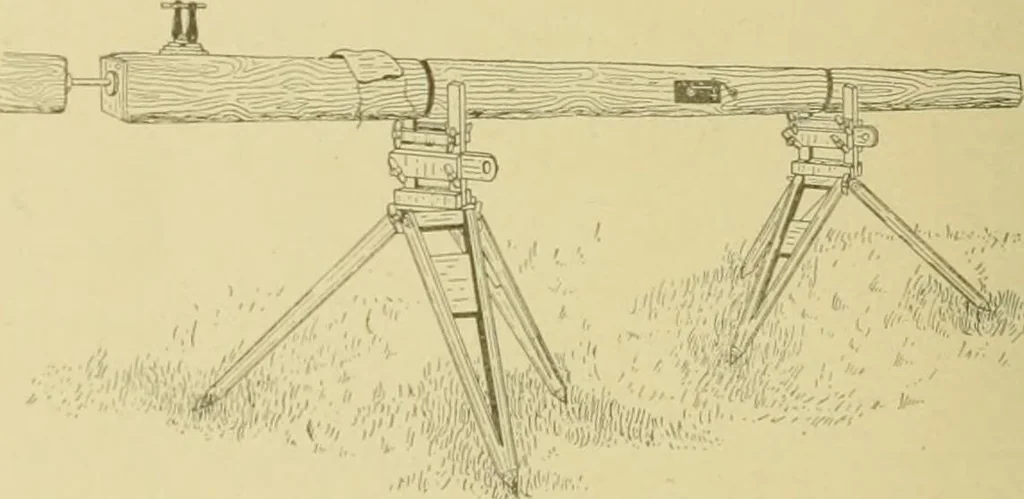 An illustration from Surveying ; a manual of practical instruction in the art of plane surveying, including plotting, leveling, triangulation, line running, cross-sectioning, traversing, and other details of field work, 1910, leaf 185