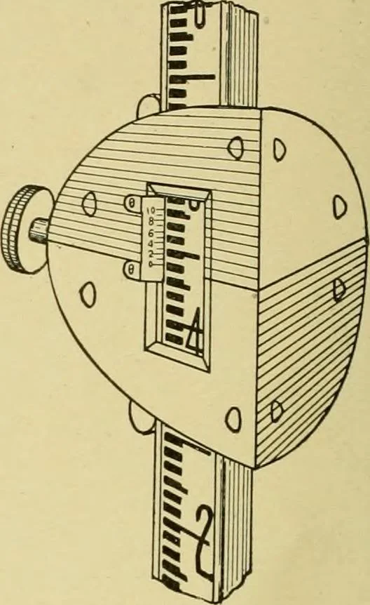 An illustration from Surveying ; a manual of practical instruction in the art of plane surveying, including plotting, leveling, triangulation, line running, cross-sectioning, traversing, and other details of field work, 1910, leaf 49