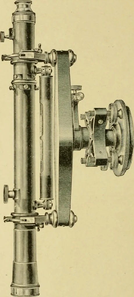 An illustration from Surveying ; a manual of practical instruction in the art of plane surveying, including plotting, leveling, triangulation, line running, cross-sectioning, traversing, and other details of field work, 1910, leaf 57
