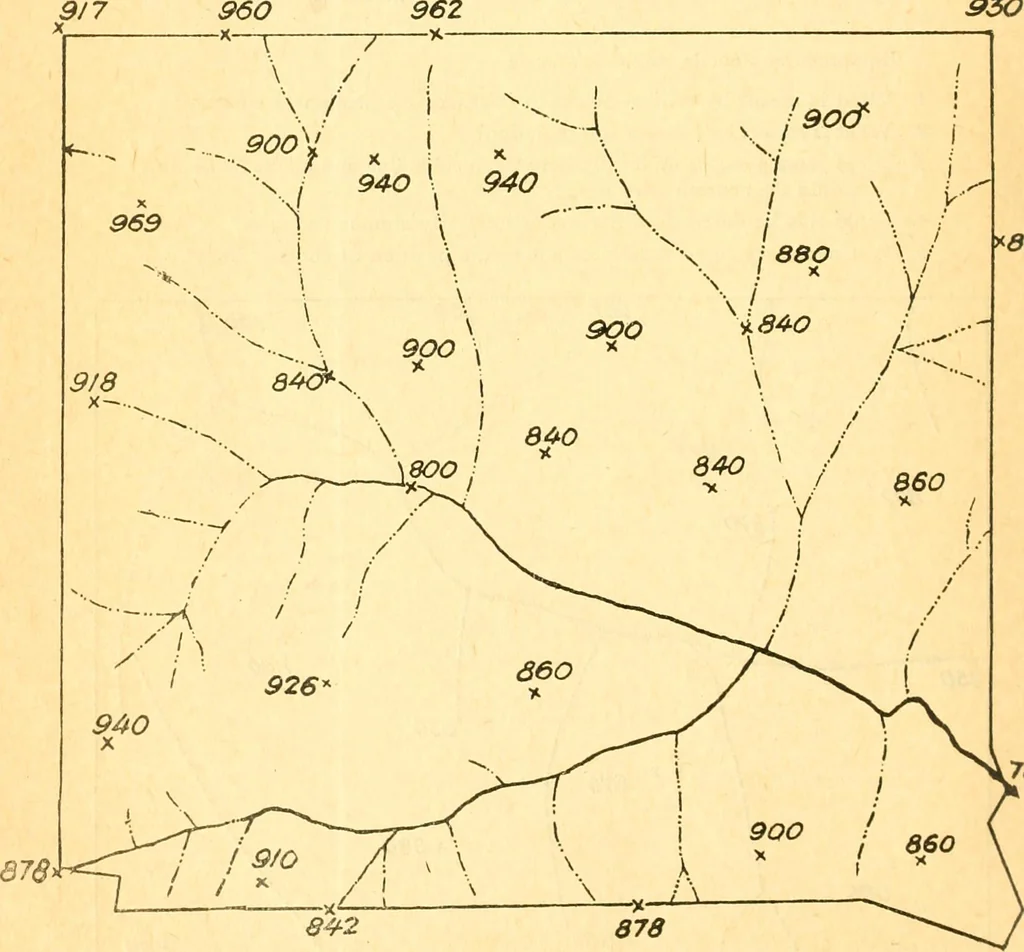 An illustration from Surveying, with sections on map reading. military sketching and topographic drawing, 1919, leaf 45
