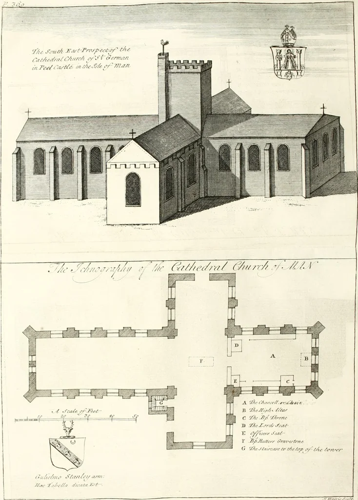 An illustration from A survey of the cathedrals of York, Durham, Carlisle, Chester, Man, Litchfield, Hereford, Worcester, Gloucester, Bristol, Lincoln, Ely, Oxford, Peterborough, Canterbury, Rochester, London, Winchester, Chichester, Norwich, Salisbury, Wells, Exeter, St. Davids, Landaff, Bangor, and St. Asaph : containing an history of their foundations, builders, antient monuments, and inscriptions, endowments, alienations, sales of lands, patronages ... : with an exact account of all the churches and chapels in each diocese, distinguished under their proper archdeaconries and deanries, to what saints dedicated, who patrons of them, and to what religious houses appropriated : the whole extracted from numerous collections out of the registers of every particular see ... : and illustrated with thirty-two curious draughts ... : in three volumes, 1742, leaf 409