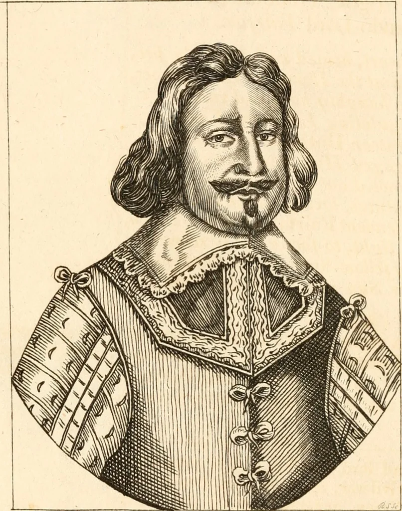 An illustration from A survey of England's champions and truths faithfull patriots; or, A Chronological recitement of the principall proceedings of the most worthy commanders of the prosperous armies raised for the preservation of religion, the Kings Majesties Person, the Privileges of Parliament, and the liberty of the subject, [etc.]; with a most exact narration of the several victories, as also the number of commanders and soldiers that have been slain on both sides since these uncivill civill wars began, 1647, leaf 69