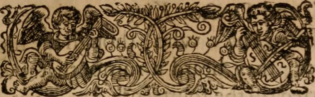 An illustration from The svmme and svbstance of the conference which it pleased His Excellent Majestie : to have with the Lords Bishops and others of his clergie (at which the most of the Lords of the Councell were present) in his Majesties Privie-chamber at Hampton Court, Ianu. 14, 1603, 1638, leaf 20