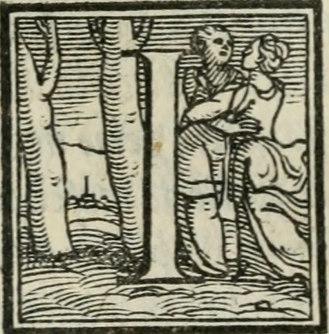 An illustration from Svpplimento delle piacevoli, ingeniose, et argutissime lettre. Indrizzate a diuersi, sotto varij, & bellissimi discorsi, nello antico volgare idioma composte, & dichiarite con moralissimi vocaboli, 1556, leaf 143
