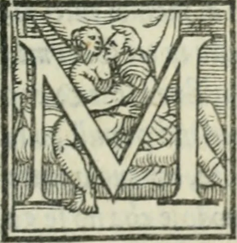 An illustration from Svpplimento delle piacevoli, ingeniose, et argutissime lettre. Indrizzate a diuersi, sotto varij, & bellissimi discorsi, nello antico volgare idioma composte, & dichiarite con moralissimi vocaboli, 1556, leaf 28