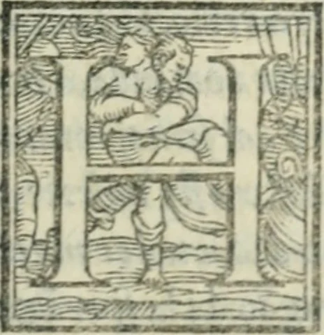 An illustration from Svpplimento delle piacevoli, ingeniose, et argutissime lettre. Indrizzate a diuersi, sotto varij, & bellissimi discorsi, nello antico volgare idioma composte, & dichiarite con moralissimi vocaboli, 1556, leaf 42