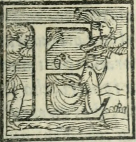 An illustration from Svpplimento delle piacevoli, ingeniose, et argutissime lettre. Indrizzate a diuersi, sotto varij, & bellissimi discorsi, nello antico volgare idioma composte, & dichiarite con moralissimi vocaboli, 1556, leaf 60