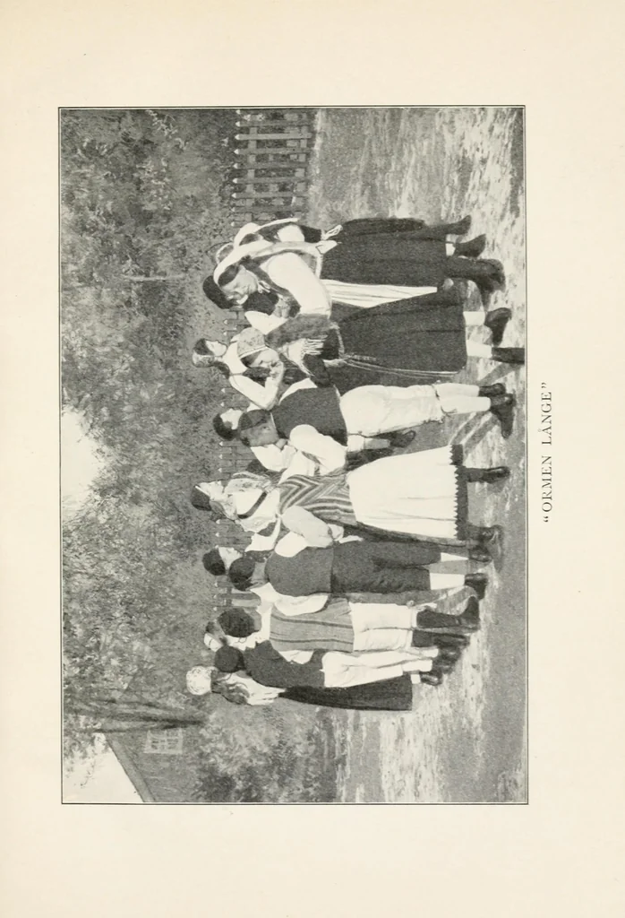 An illustration from Swedish song games; a collection of games and songs for school, home, and playground use, 1913, leaf 117