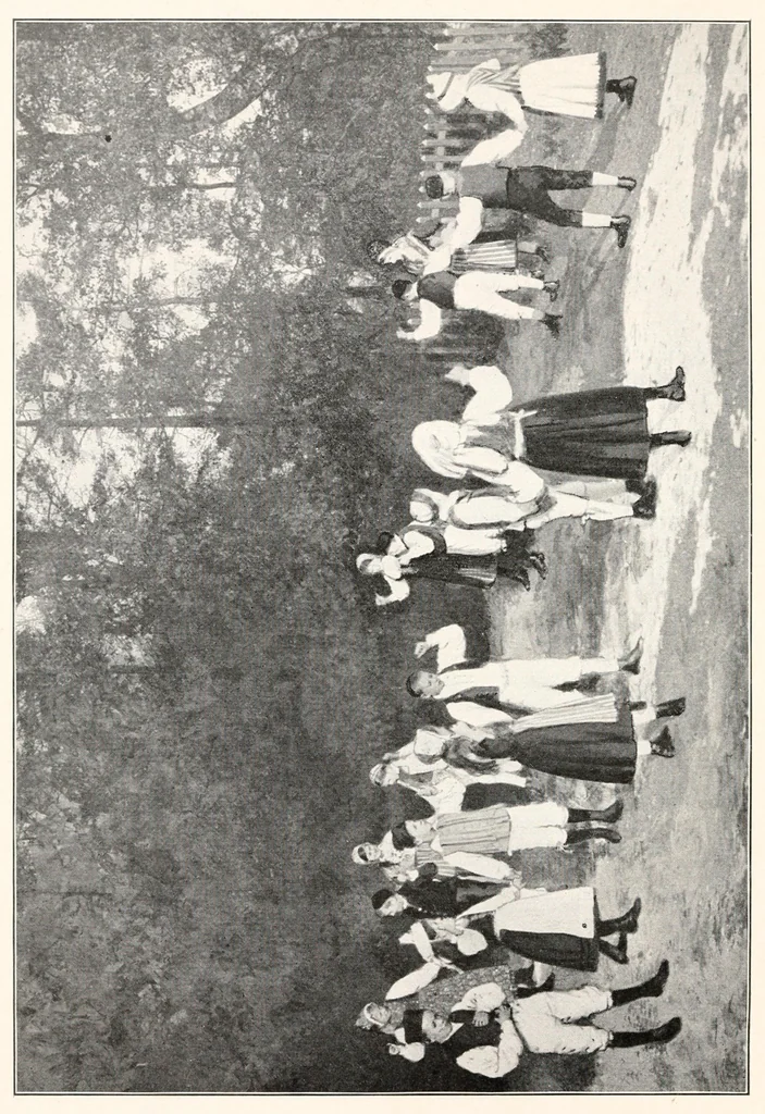 An illustration from Swedish song games; a collection of games and songs for school, home, and playground use, 1913, leaf 38