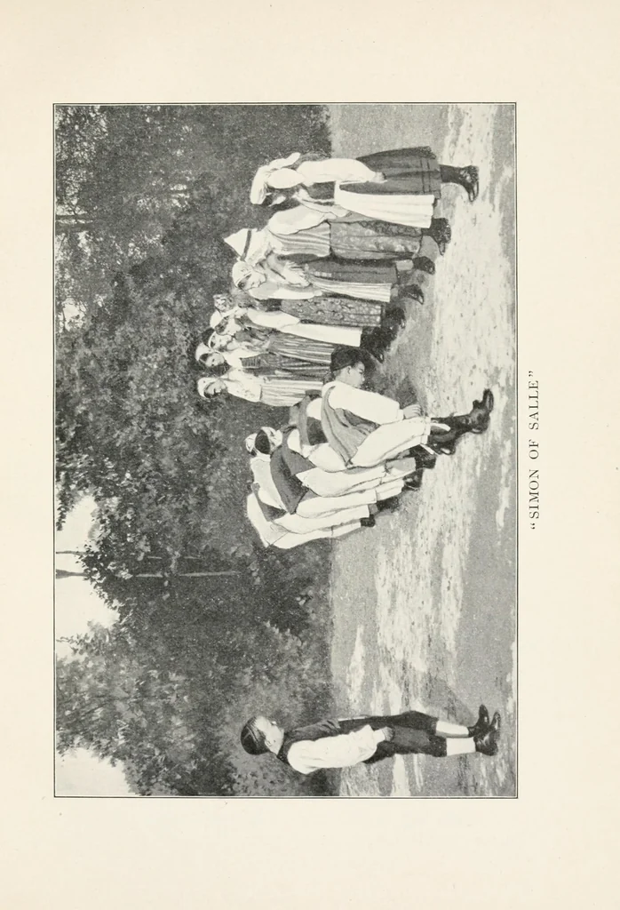 An illustration from Swedish song games; a collection of games and songs for school, home, and playground use, 1913, leaf 75