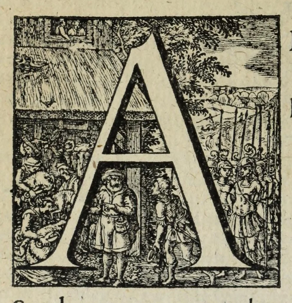An illustration from 's Werelts begin, midden, eynde, besloten in den trou-ringh : met den proefsteen van den selven, 1637, leaf 180