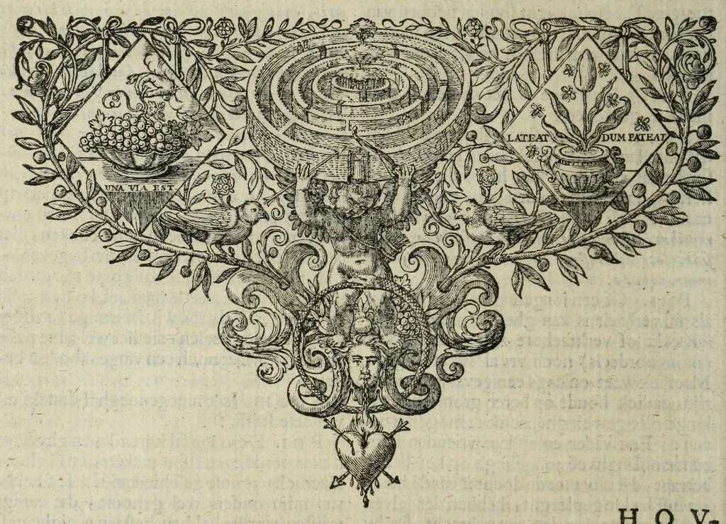 An illustration from 's Werelts begin, midden, eynde, besloten in den trou-ringh : met den proefsteen van den selven, 1637, leaf 358