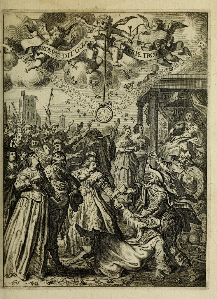 An illustration from 's Werelts begin, midden, eynde, besloten in den trou-ringh : met den proefsteen van den selven, 1637, leaf 437