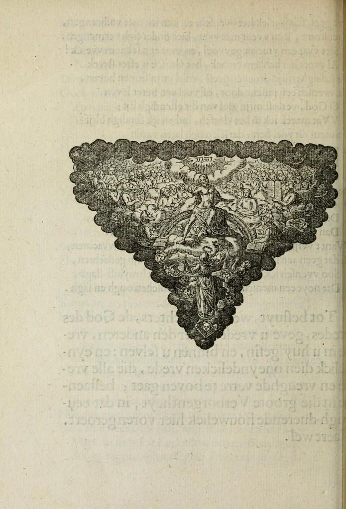 An illustration from 's Werelts begin, midden, eynde, besloten in den trou-ringh : met den proefsteen van den selven, 1637, leaf 832