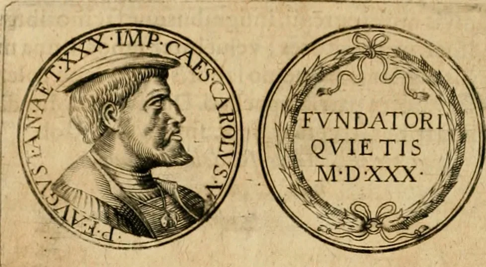 An illustration from Sylloge numismatum elegantiorum, quae diuersi impp., reges, principes, comites, respublicae diuersas ob causas ab anno 1500 ad annum usq[ue] 1600 cudi fecerunt, concinnata & historica narratione (sed breui) illustrata, 1620, leaf 101