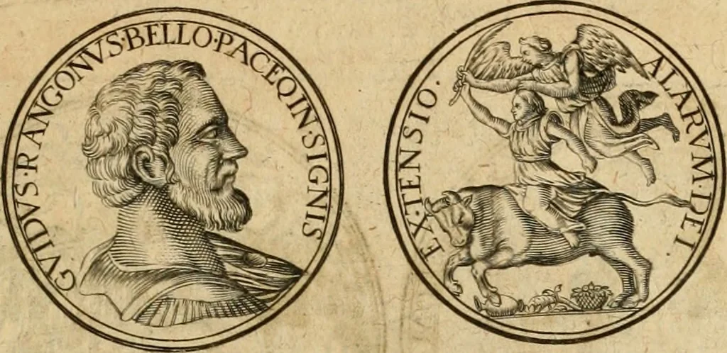 An illustration from Sylloge numismatum elegantiorum, quae diuersi impp., reges, principes, comites, respublicae diuersas ob causas ab anno 1500 ad annum usq[ue] 1600 cudi fecerunt, concinnata & historica narratione (sed breui) illustrata, 1620, leaf 118