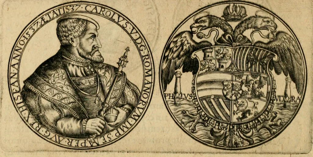An illustration from Sylloge numismatum elegantiorum, quae diuersi impp., reges, principes, comites, respublicae diuersas ob causas ab anno 1500 ad annum usq[ue] 1600 cudi fecerunt, concinnata & historica narratione (sed breui) illustrata, 1620, leaf 119