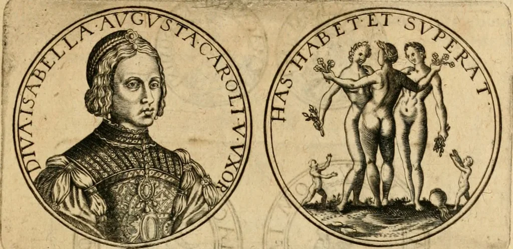 An illustration from Sylloge numismatum elegantiorum, quae diuersi impp., reges, principes, comites, respublicae diuersas ob causas ab anno 1500 ad annum usq[ue] 1600 cudi fecerunt, concinnata & historica narratione (sed breui) illustrata, 1620, leaf 124