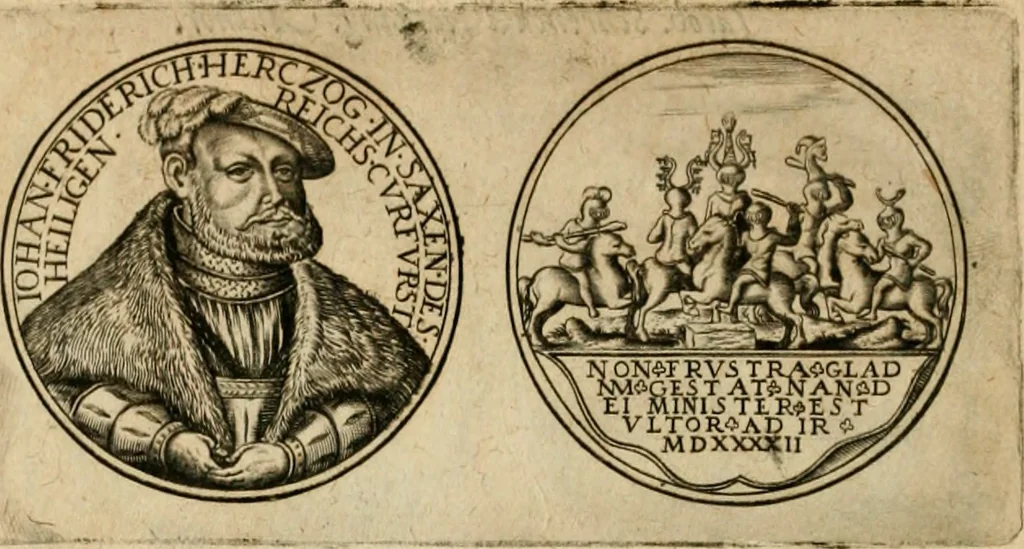 An illustration from Sylloge numismatum elegantiorum, quae diuersi impp., reges, principes, comites, respublicae diuersas ob causas ab anno 1500 ad annum usq[ue] 1600 cudi fecerunt, concinnata & historica narratione (sed breui) illustrata, 1620, leaf 133