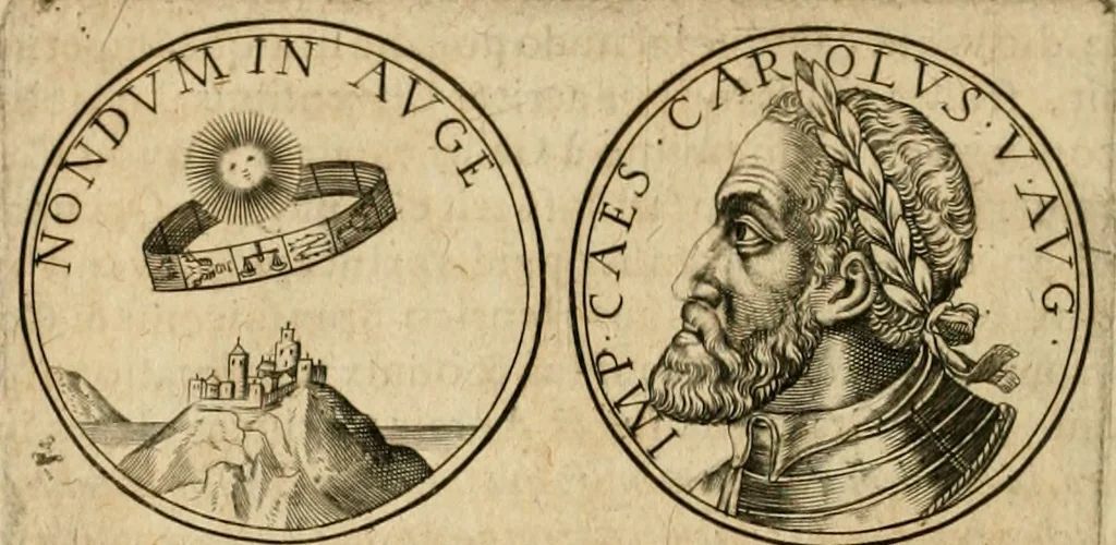 An illustration from Sylloge numismatum elegantiorum, quae diuersi impp., reges, principes, comites, respublicae diuersas ob causas ab anno 1500 ad annum usq[ue] 1600 cudi fecerunt, concinnata & historica narratione (sed breui) illustrata, 1620, leaf 137